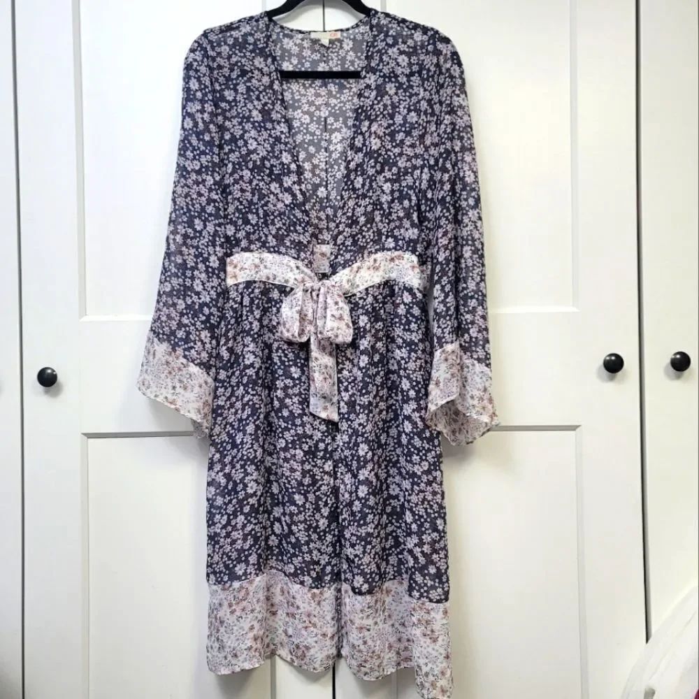 Gianni Bini Floral Kimono Dress/coverup, Medium